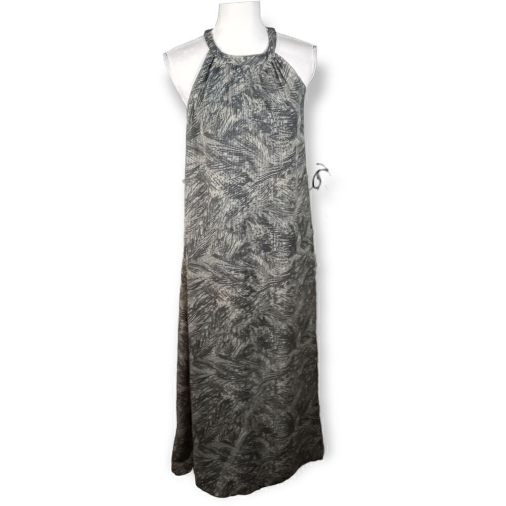 MOSSIMO CHARCOAL SHEER LINED HALTER MAXI DRESS SZ.S EUC